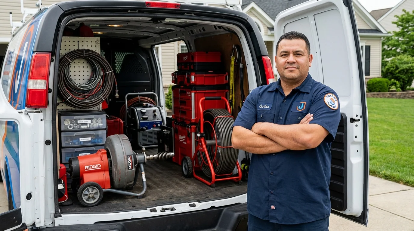 Professional drain cleaning equipment and Johns Plumbing LLC plumber in Coralville