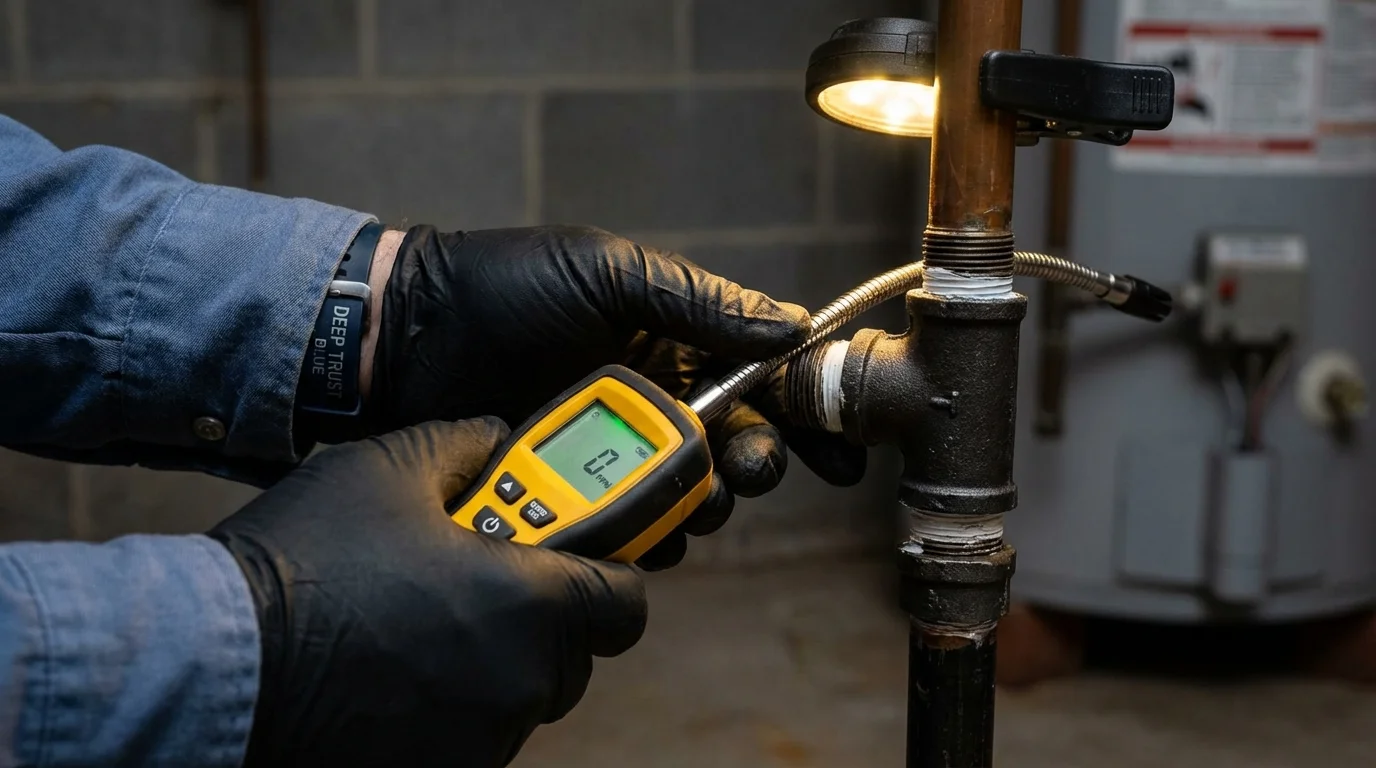 Gas leak detection with electronic sniffer by Johns Plumbing LLC in Coralville