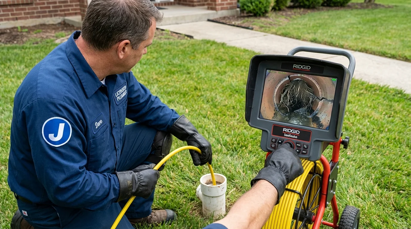 Sewer camera inspection being performed by Johns Plumbing LLC in Coralville