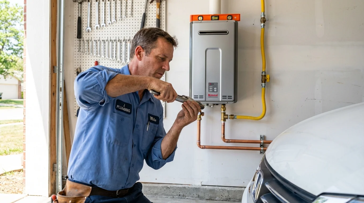 Tankless water heater installation by a Johns Plumbing LLC plumber in Coralville